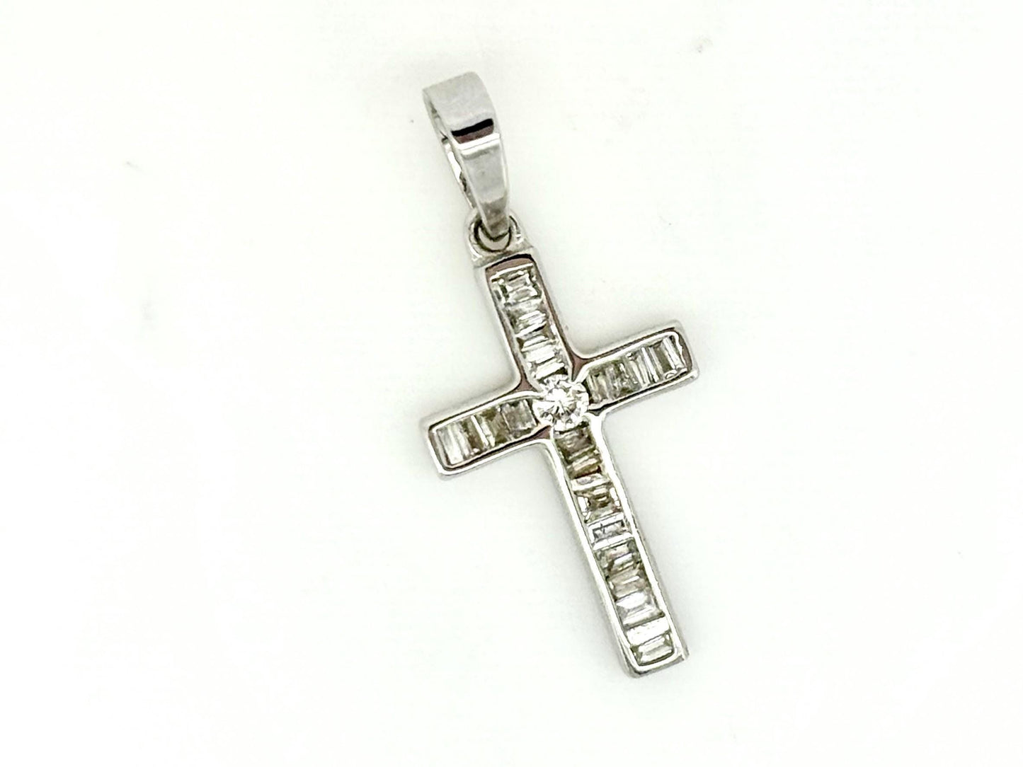 14K Solid White Gold Cross Necklace Jesus Christ Pendant Diamond Cross Christian Gift for her Chritian Gift for Wife Christmas Gift