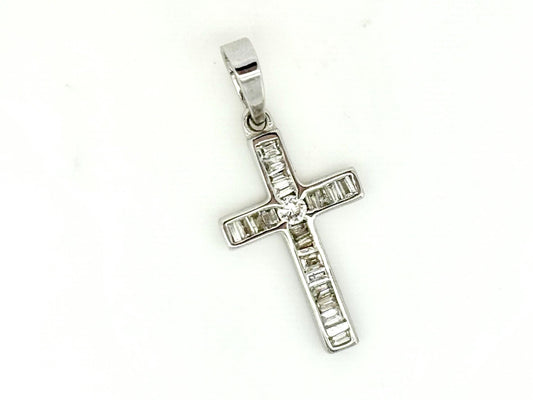 14K Solid White Gold Cross Necklace Jesus Christ Pendant Diamond Cross Christian Gift for her Chritian Gift for Wife Christmas Gift