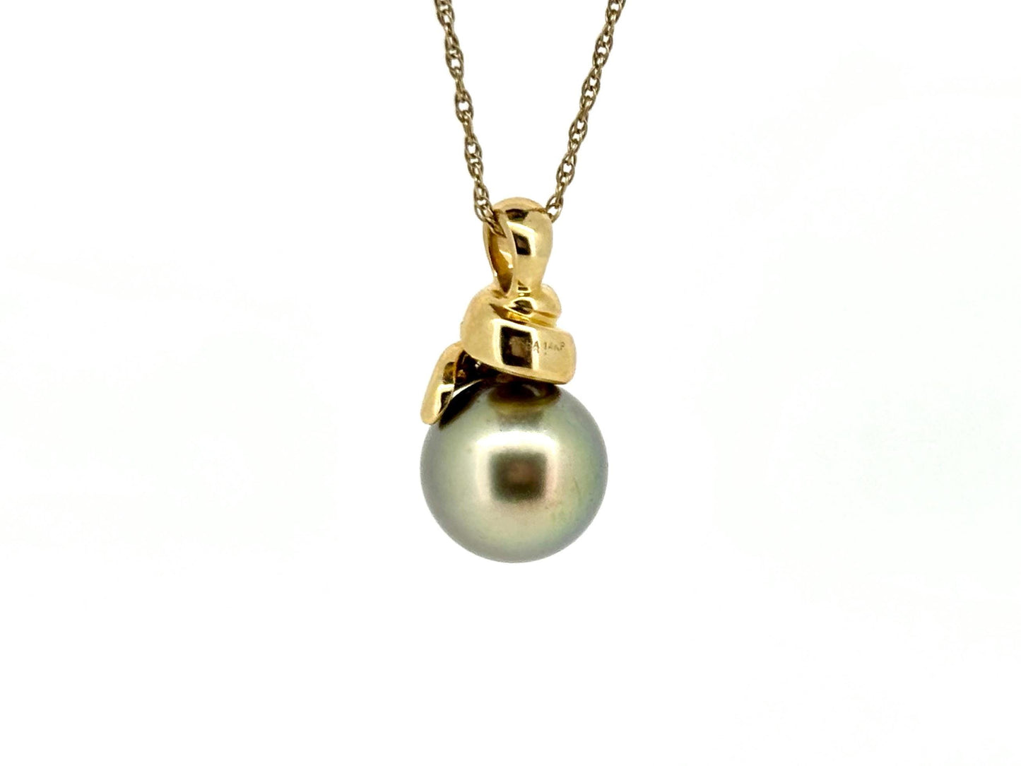 Genuine Natural Tahitian Pearl Necklace Black Pearl Pendant with 14K Gold Diamond Necklace Birthday Gift for Her Diamond Pendant