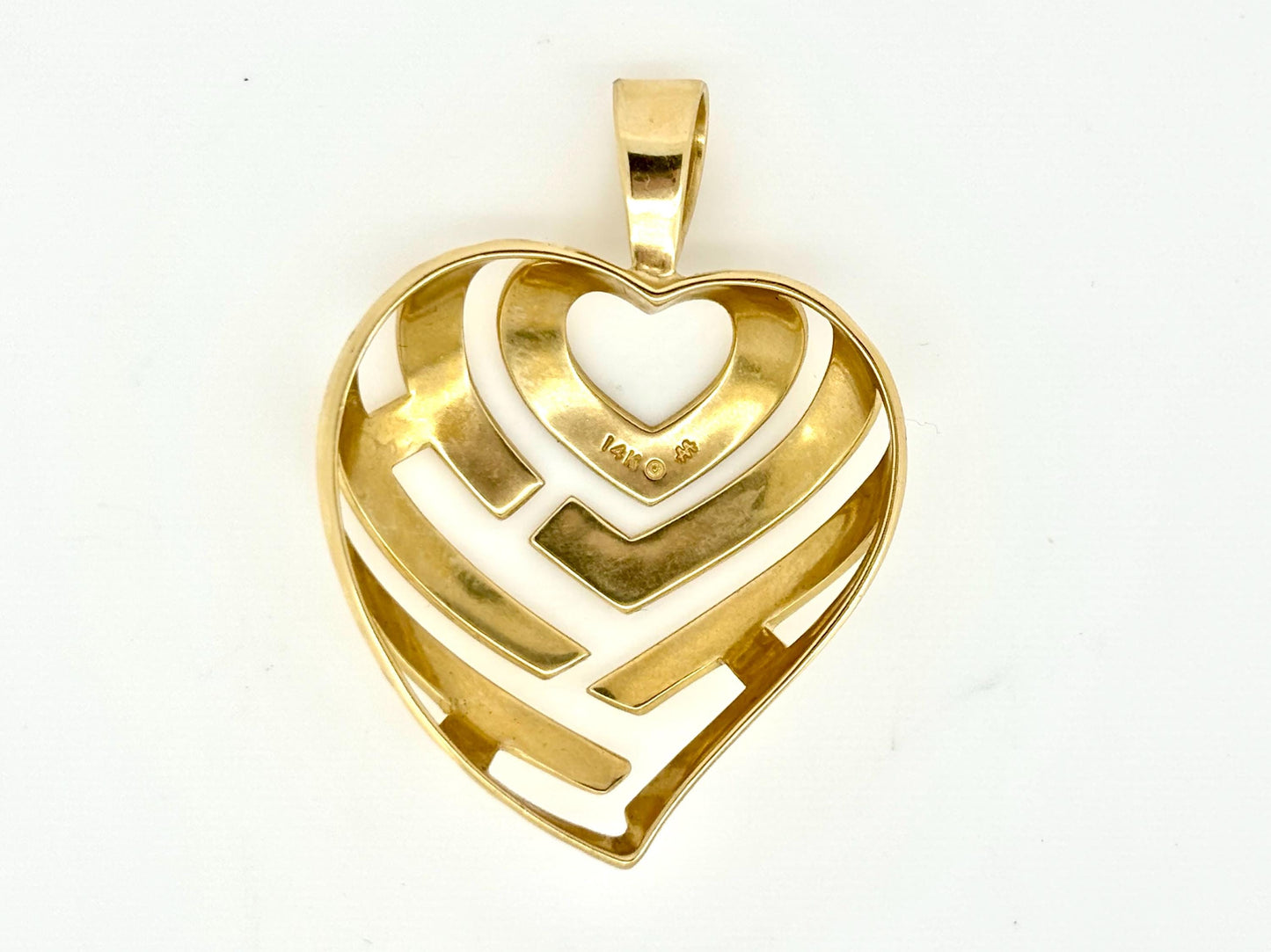 14K Solid Gold Aloha Heart Pendant Heart Necklace Aloha Necklace Aloha Pendant  Fine Jewelry, Gift for Her, Dainty Gold Necklace Christmas