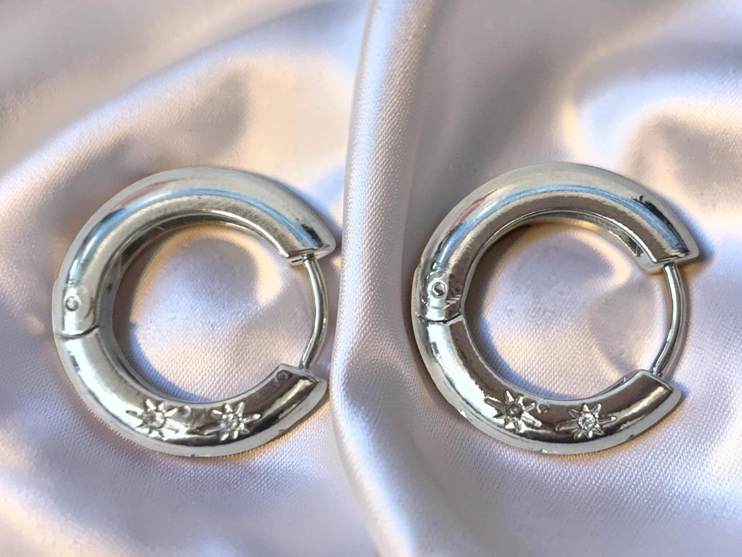 North Star Hoop Earrings – Stackable Gold Plated Hoops with Cubic Zirconia Sparkle