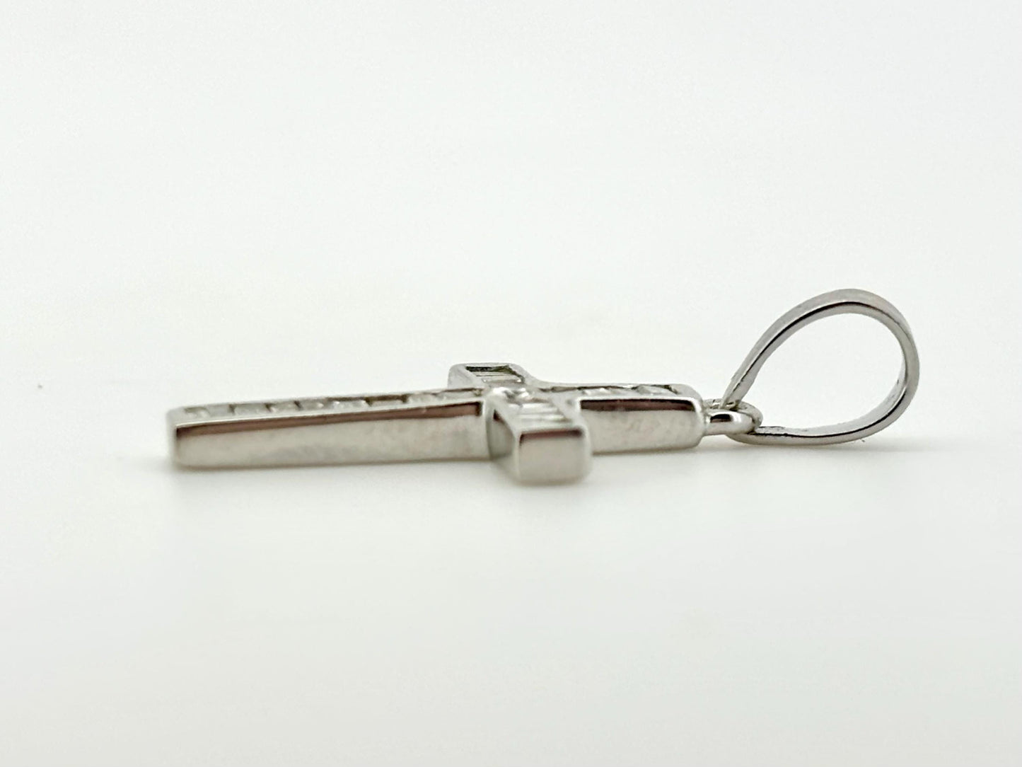 14K Solid White Gold Cross Necklace Jesus Christ Pendant Diamond Cross Christian Gift for her Chritian Gift for Wife Christmas Gift