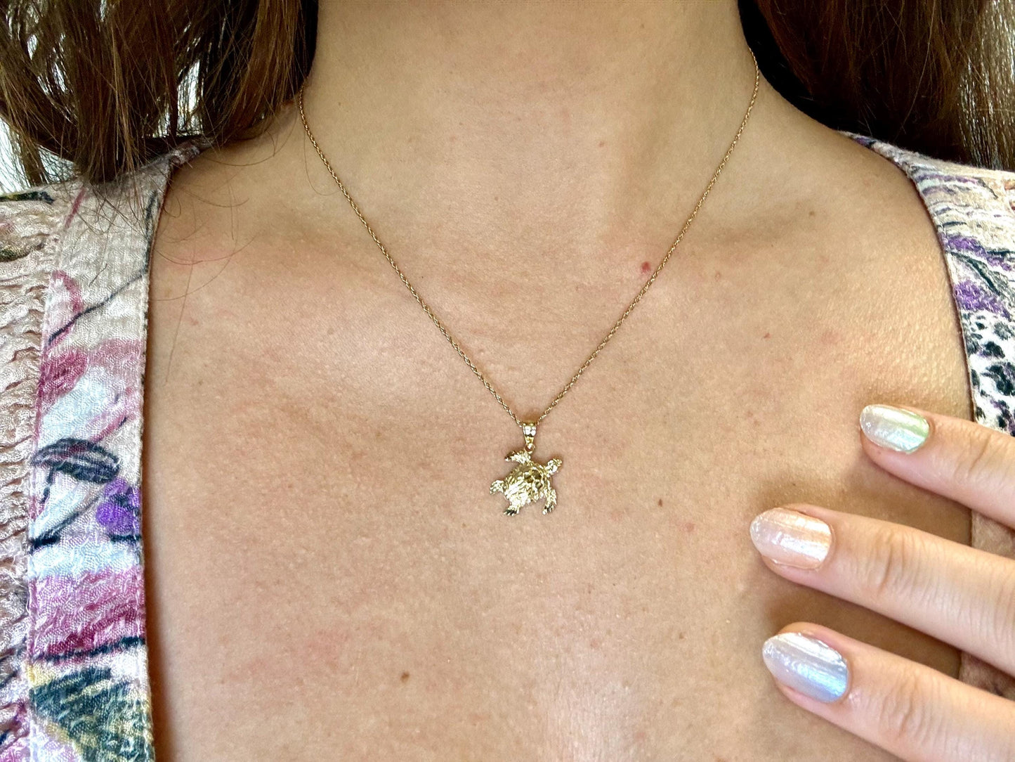 14K Solid Gold Turtle Pendant Hawaiian Turtle Honu Pendant Birthday Gift for Her Gift for Wife Gift for Girlfriend Tropical Beach Jewelry