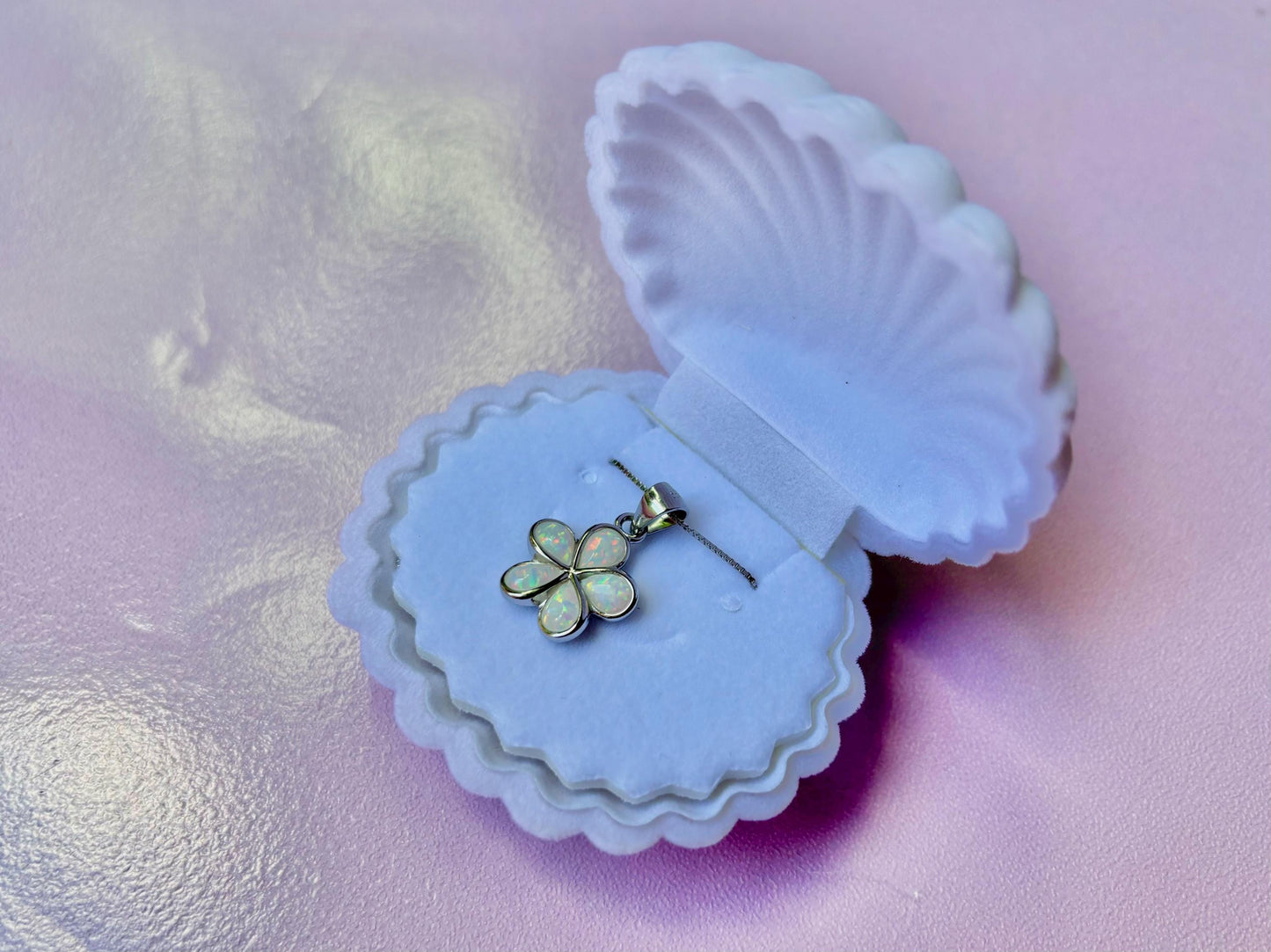 Hawaiian Plumeria Flower Necklace 925 Sterling Silver Tarnish Free White Opal Necklace Dainty Gift for Her Birthday Gift for Girlfriend