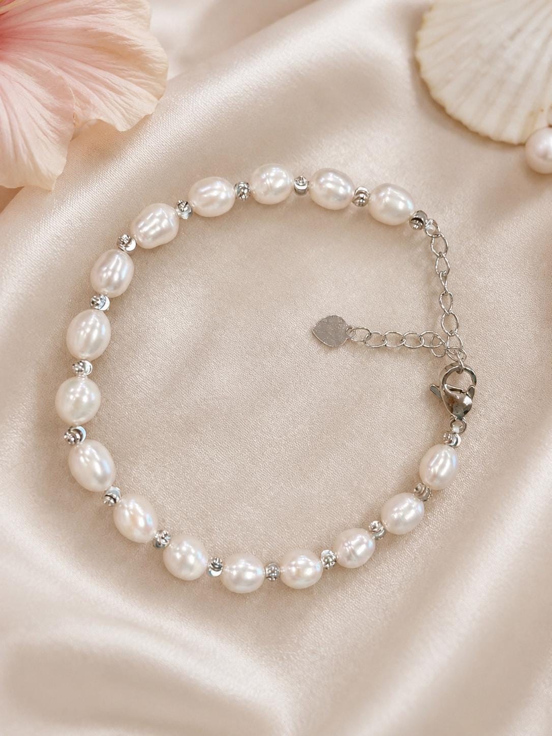 White Pearl Bracelet, Adjustable Silver Bridal Jewelry Gift For Her, wedding, hawaii, ocean – handmade Hawaiian jewelry, Island Goddess Jewelry