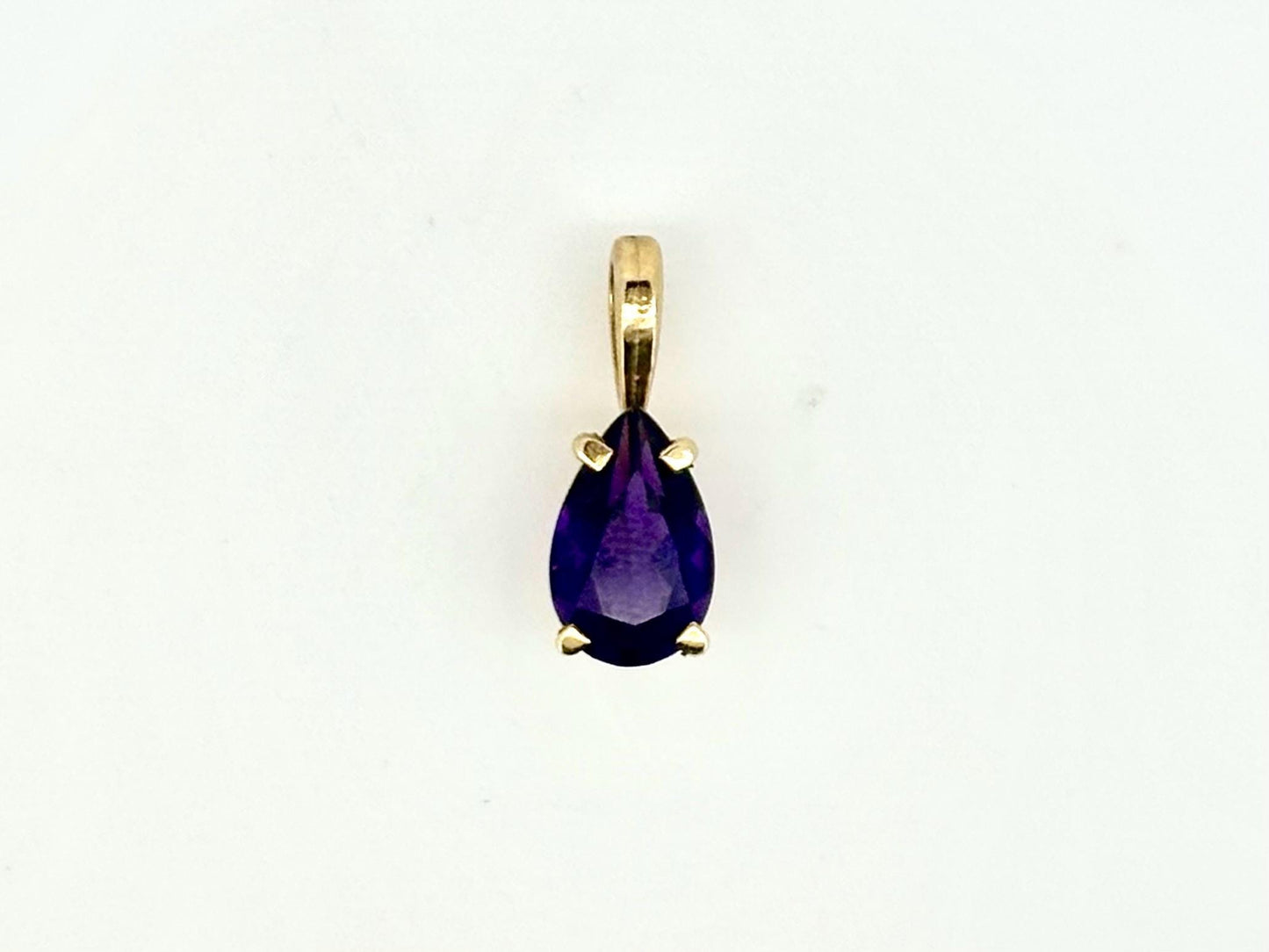14k Solid Yellow Gold Pear Amethyst Pendant, February Birthstone, Amethyst Necklace, Birthday Gift For Her,  Anniversary Gift, Healing Stone