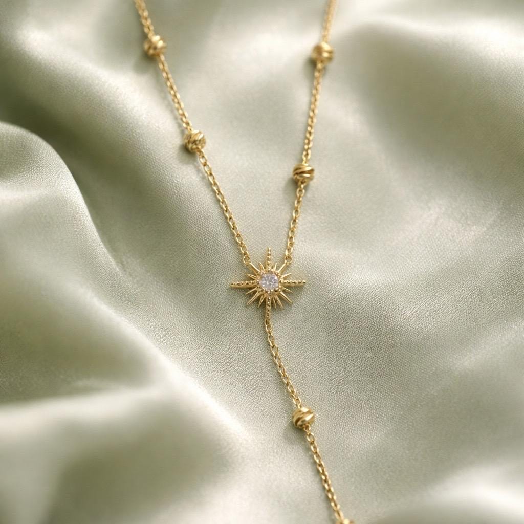 Star Hand Chain Bracelet – Adjustable Gold Plated Celestial Jewelry Gift