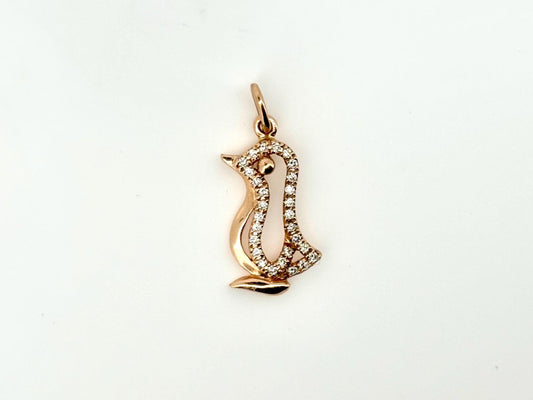 14K Rose Gold Penguin Pendant, Dainty Bird Necklace Bird Pendant Diamond Charm, Animal Diamond Pendant Gift for Her Birthday, Anniversary