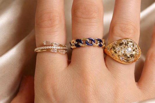 Adjustable Stackable Ring – Gold Plated Stainless Steel Band with Sparkling Cubic Zirconia