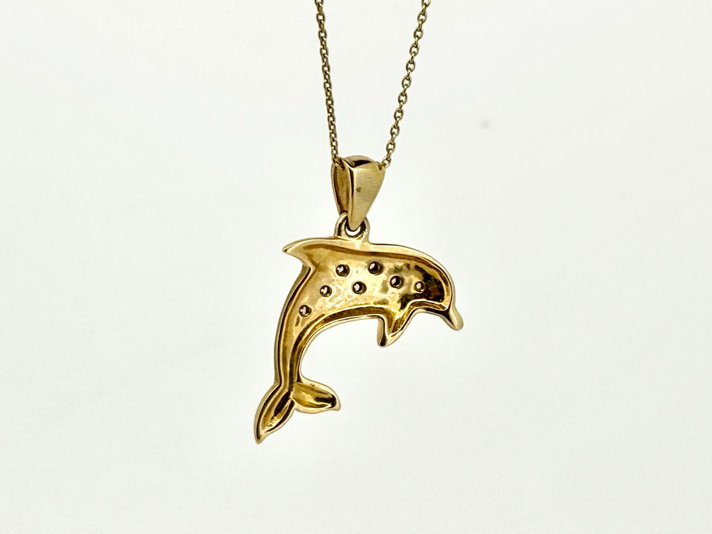 14K Solid Gold Hawaiian Dolphin Necklace, Dolphin Pendant Diamond Pendant  Sealife Birthday Gift for Her Gift for Mom, Girlfriend