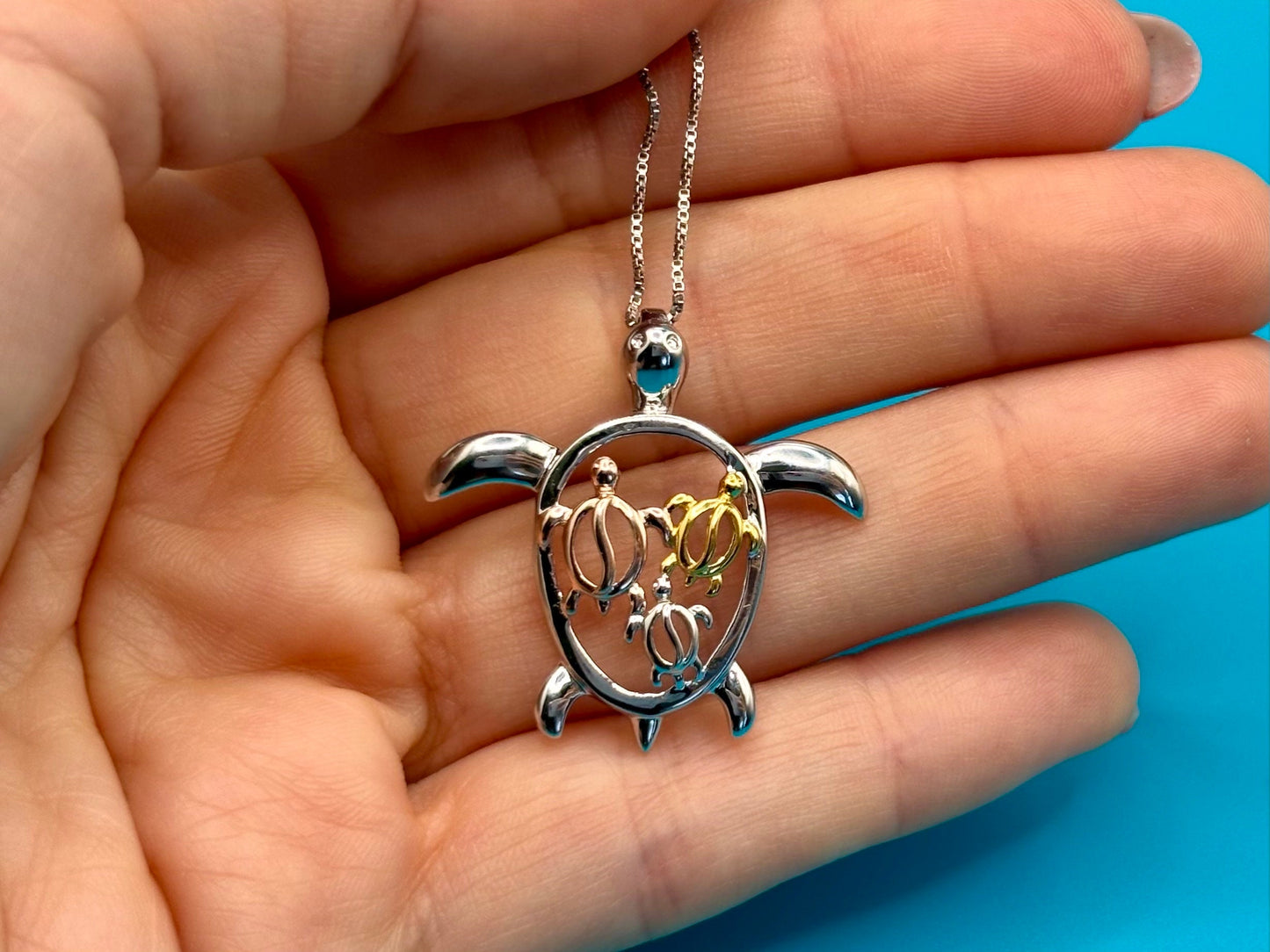 Sea Turtle Necklace – 925 Sterling Silver, Tarnish-Free, 14K Gold or Rose Plated