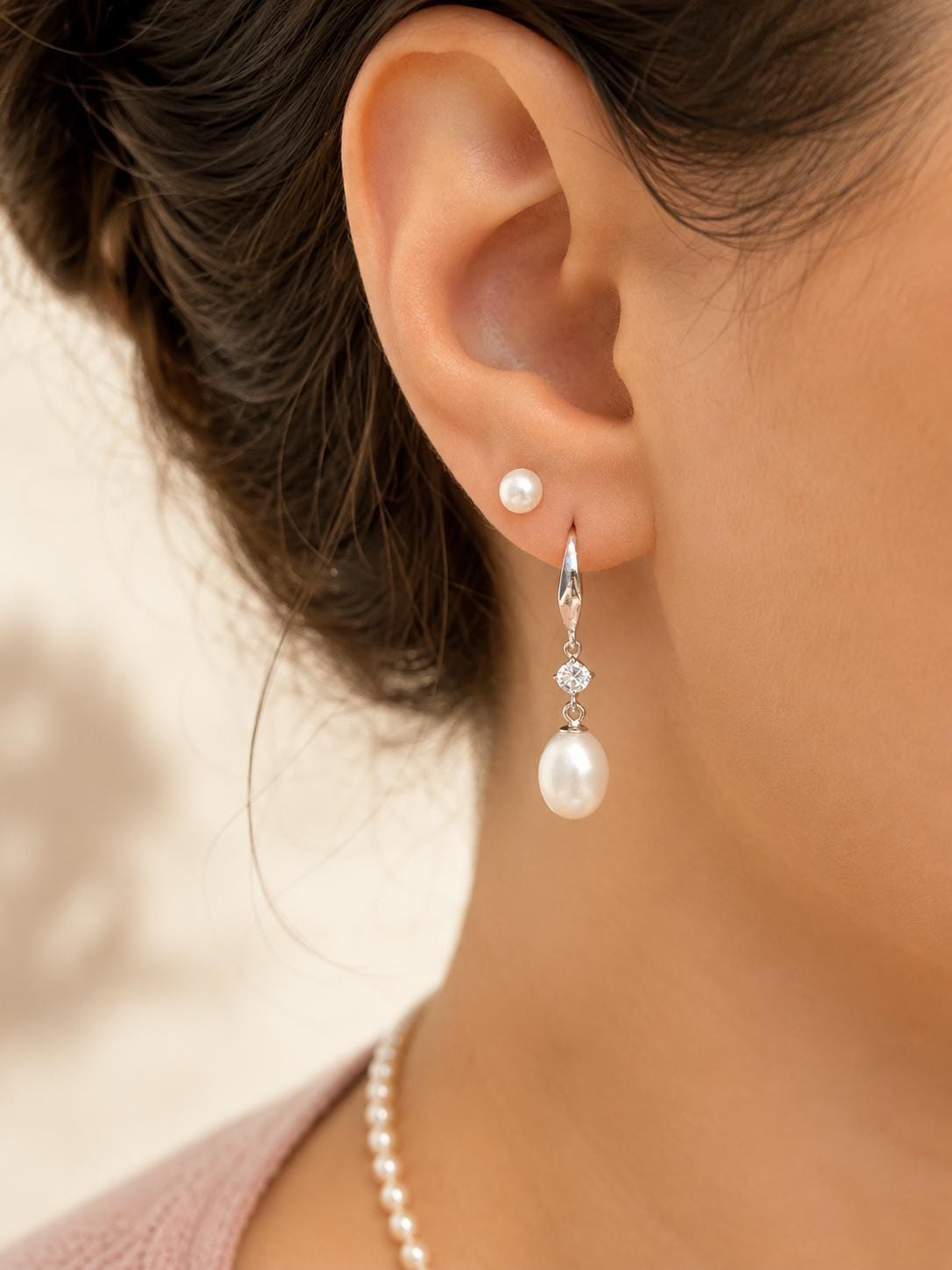 Dangle Pearl Earrings, Rhodium Plated 925 Sterling Silver Gift, gift for her, gift for mom, gift for girlfriend – handmade Hawaiian jewelry, Island Goddess Jewelry