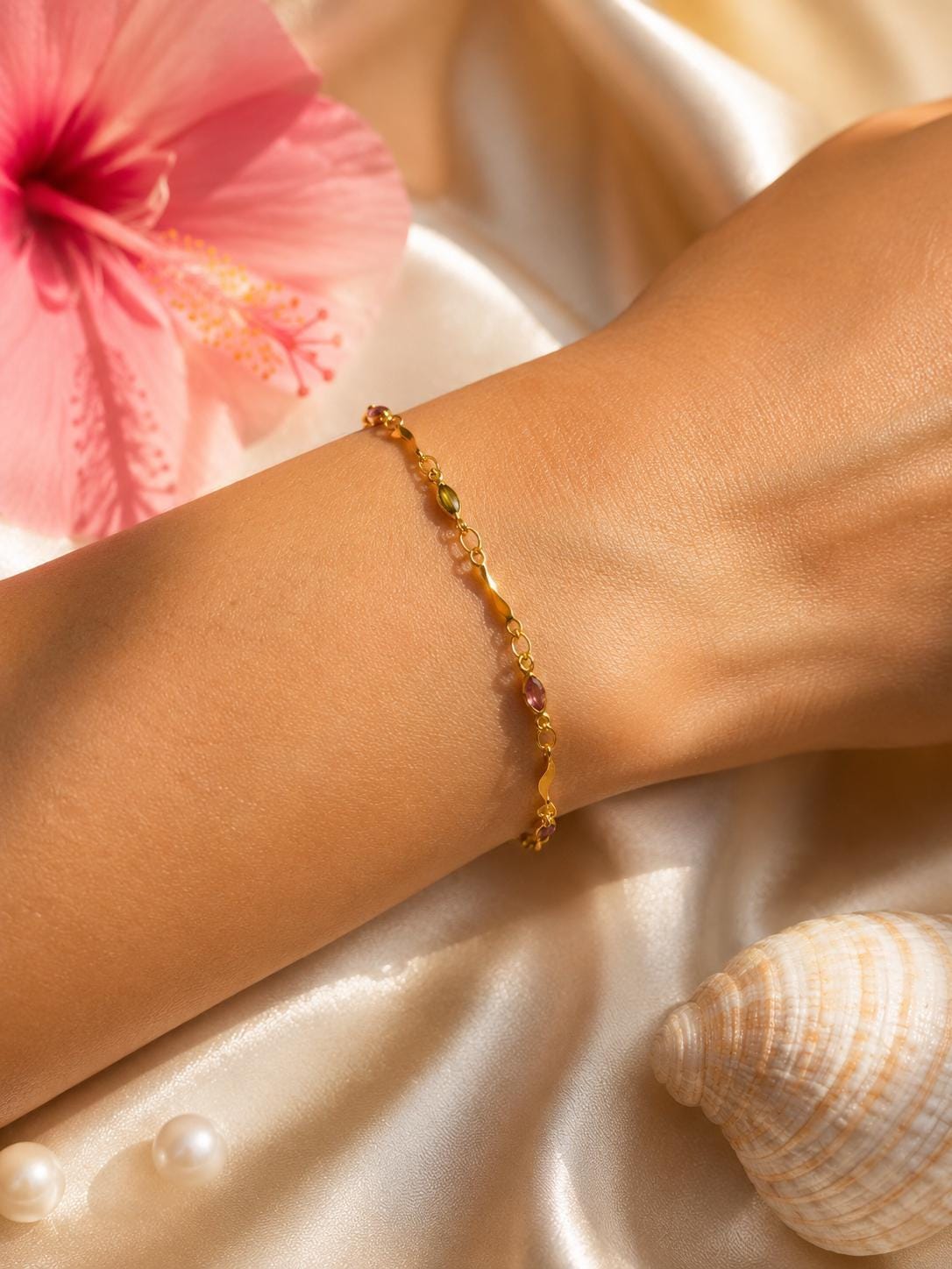 Pastel Gemstone Bracelet | Dainty Gold, Colorful CZ, Gift For Her, colorful bracelet, dainty gold bracelet, everyday jewelry – handmade Hawaiian jewelry, Island Goddess Jewelry