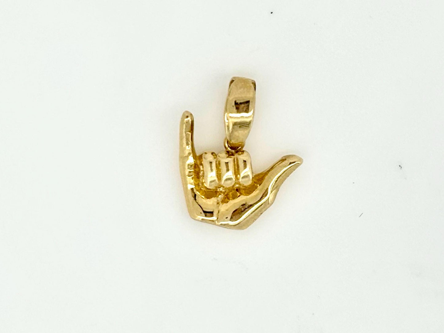 14K Solid Gold Hawaiian Shaka Sign Pendant Funny Shaka Sign Necklace Gold Pendant Birthday Gift for her Gift for Mom Flower Necklace