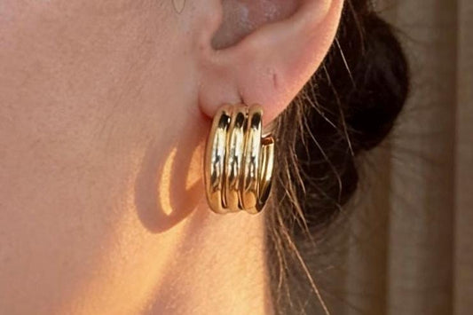 Gold Hoop Earrings – Dainty 14K Gold Plated Hoops With Sparkling Cubic Zirconia, gift for her – handmade Hawaiian jewelry, Island Goddess Jewelry
