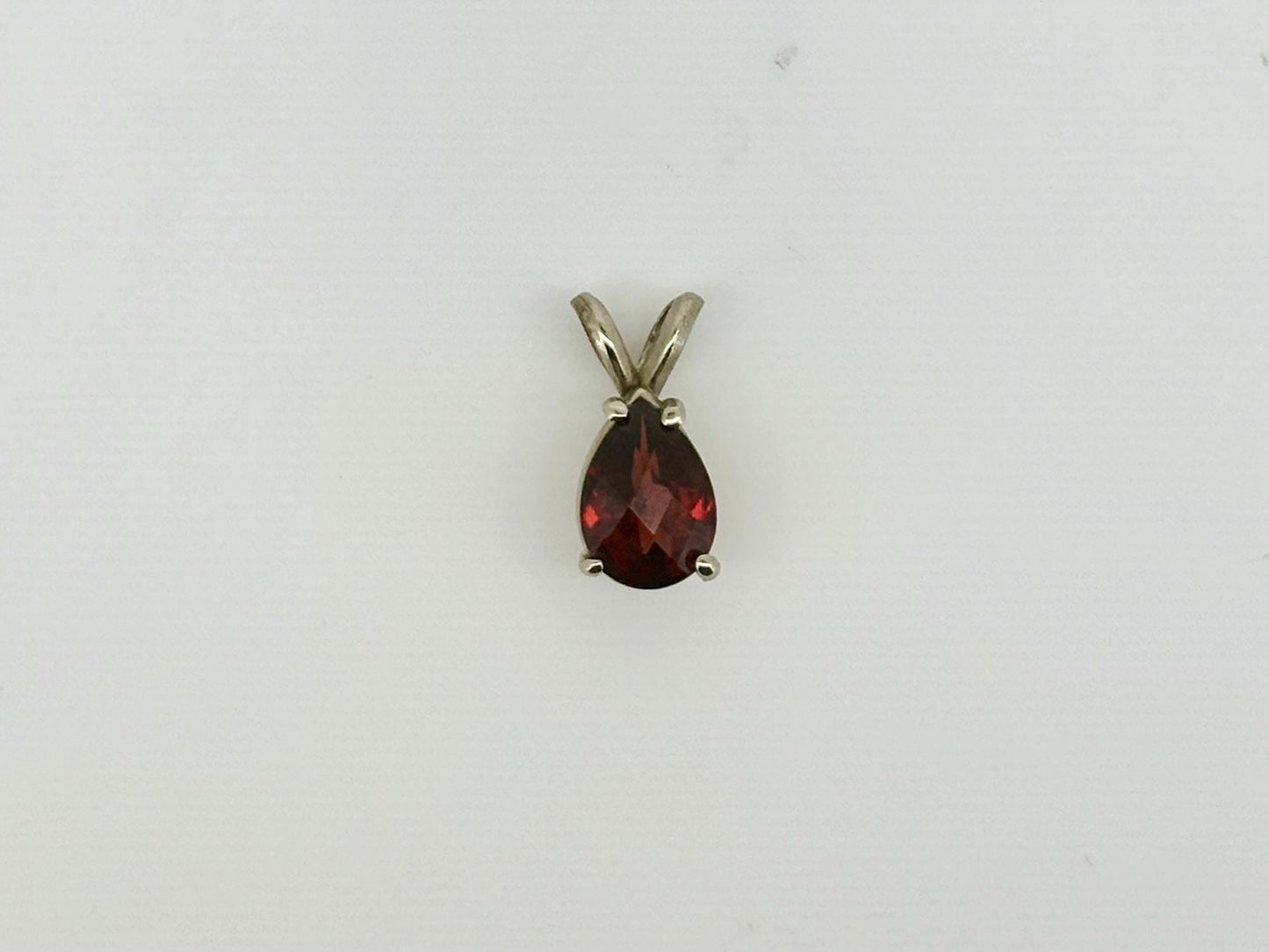 Lava Heart Garnet Pendant – 14k Solid White Gold Necklace
