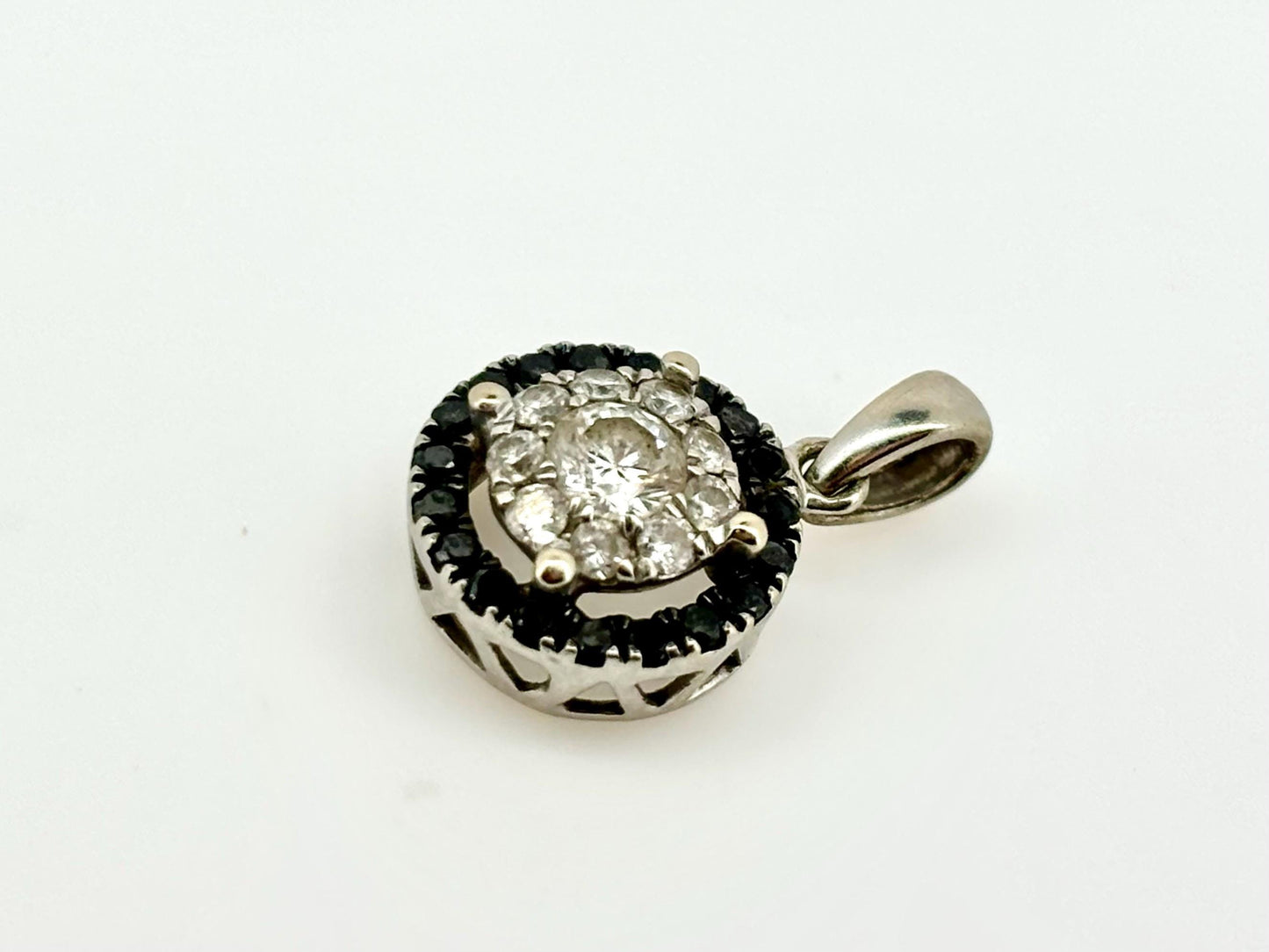 14K White Gold Black Diamond Pendant Diamond Necklace Gift for Her Natural Diamond  Anniversary Gift Birthday Gift for Mom