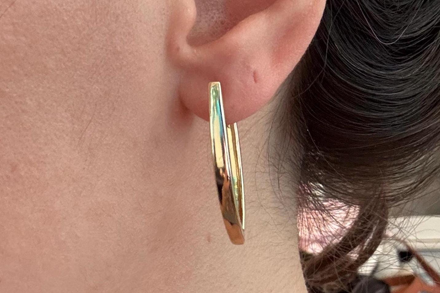 Minimal Gold Earrings – Sleek Gold Bar Earrings with Cubic Zirconia Sparkle