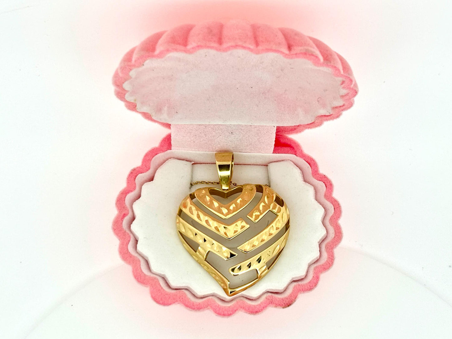 14K Solid Gold Aloha Heart Pendant Heart Necklace Aloha Necklace Aloha Pendant  Fine Jewelry, Gift for Her, Dainty Gold Necklace Christmas