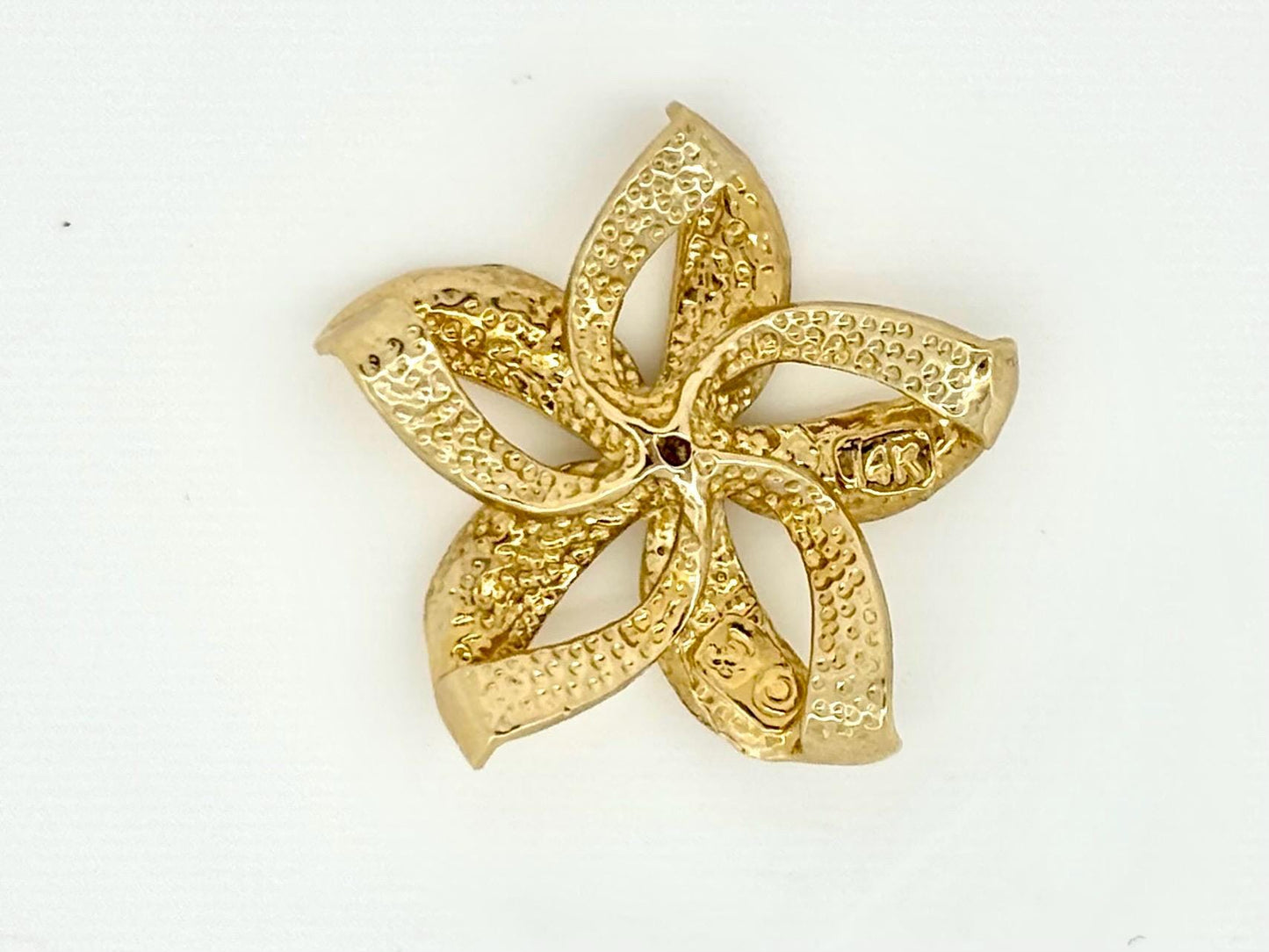 14K Solid Gold Plumeria Pendant Flower Pendant Necklace Gold Pendant Birthday Gift for her Gift for Mom Flower Necklace Diamond Pendant