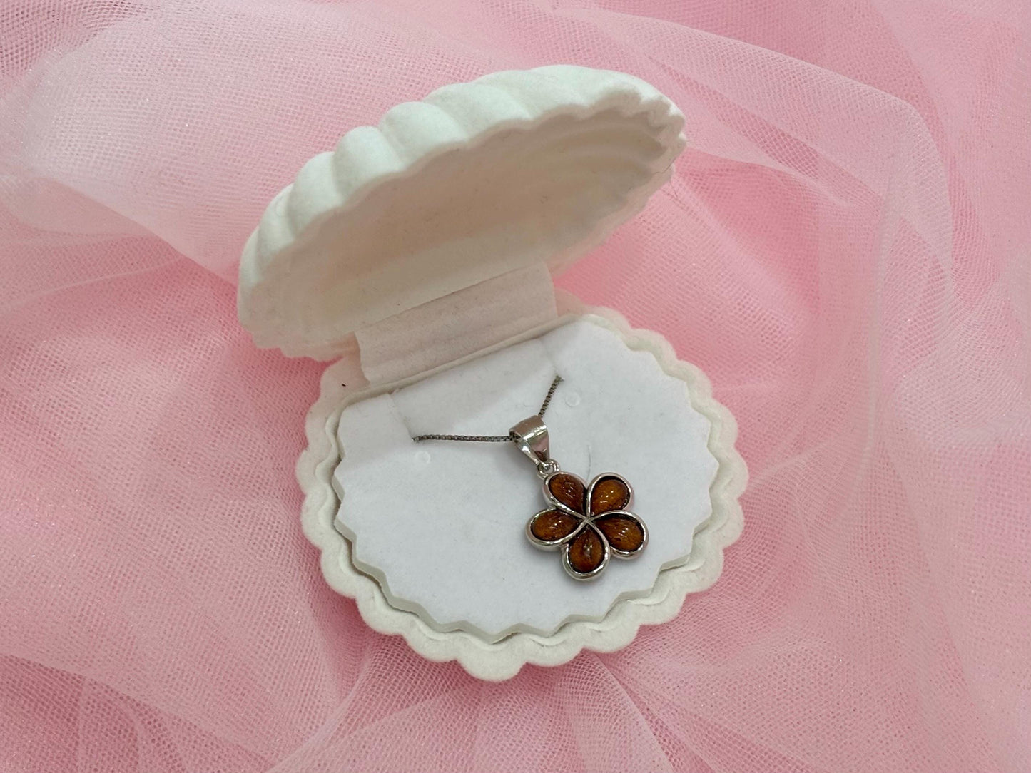 Hawaiian Plumeria Flower Necklace Koa Wood Necklace 925 Sterling Silver Tarnish Free With Chain Birthday Gift for Her Mother Wife Girlfriend