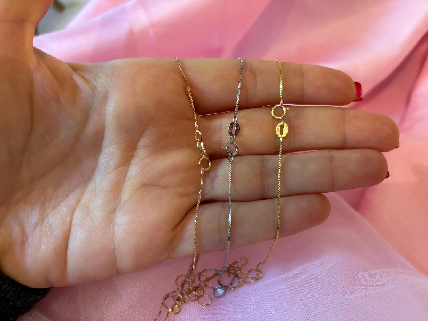 16’’ 16 Inch Chain 18’’ 18 Inch Chain 20’’ 20 Inch Chain 925 Sterling Silver Waterproof 0.75 mm Silver Chain Gold Chain Rose Gold Chain