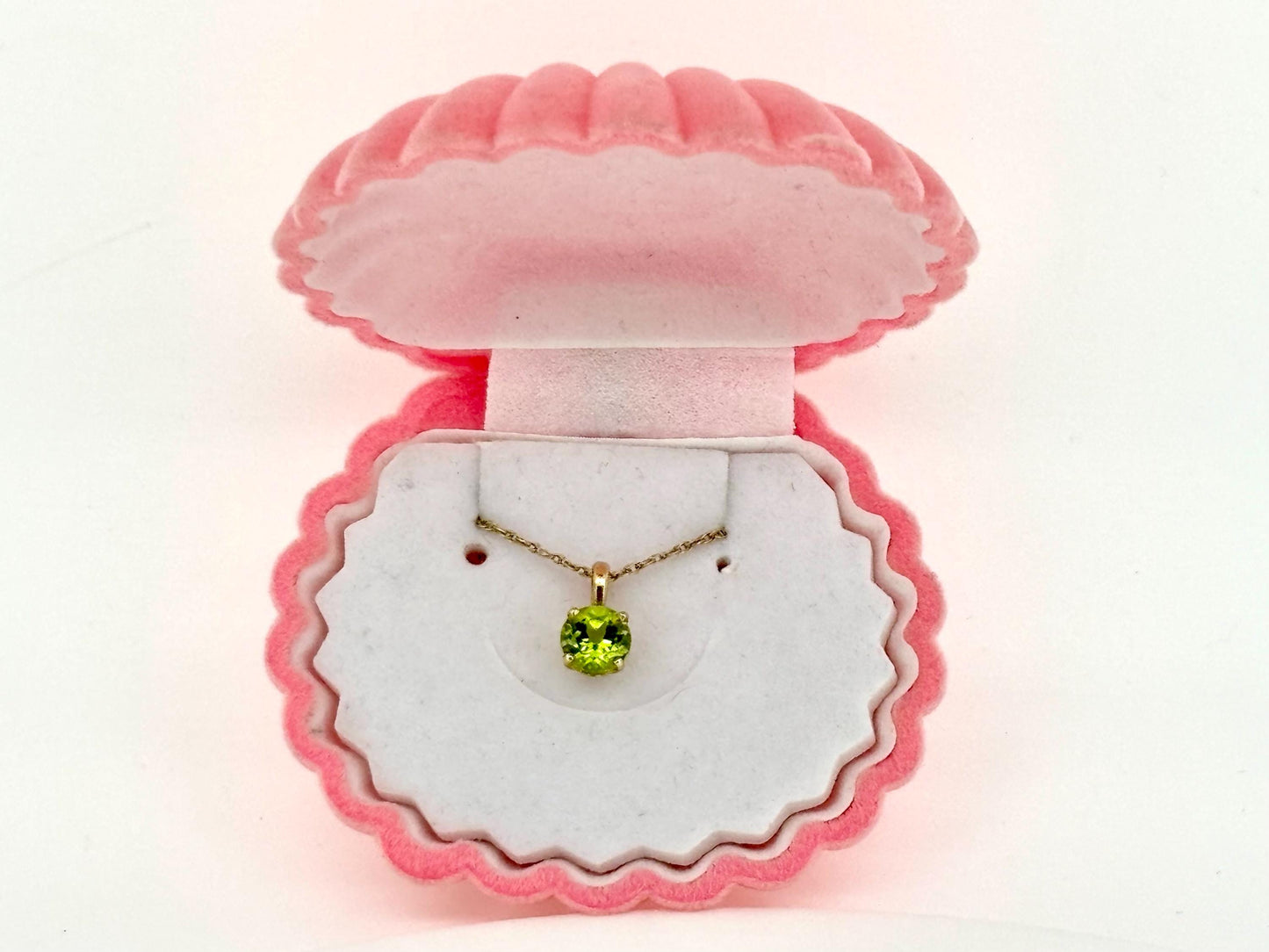 14K Solid Gold Necklace Peridot Pendant Hawaiian Diamond Peles Tears - Birthday Gift for Her Gift For Mom Green Necklace Peridot Necklace