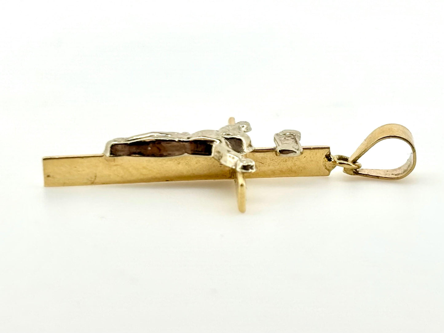 14K Solid Yellow Gold Cross Necklace Jesus Christ Pendant Giant Elegant Christian Gift for her Chritian Gift for Wife Christmas Gift