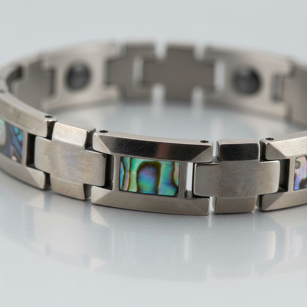 Men’s Tungsten Bracelet with Abalone Inlay – 8 Inch