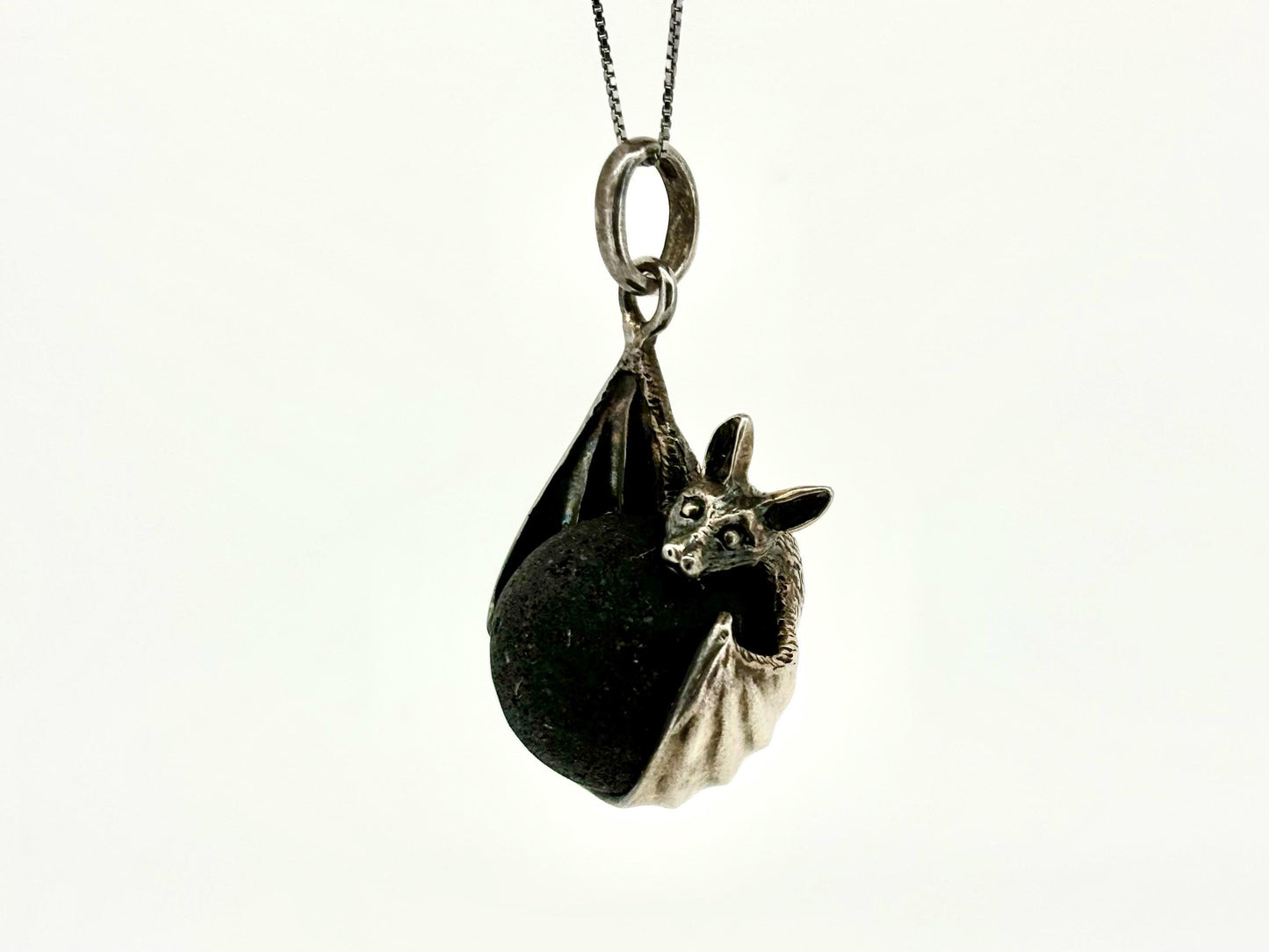 Bat Necklace Bat Pendant Halloween Necklace  Vampire Costume Jewelry Lava Stone Pendant Witch Jewelry Witch Pendant Spooky Season Jewelry