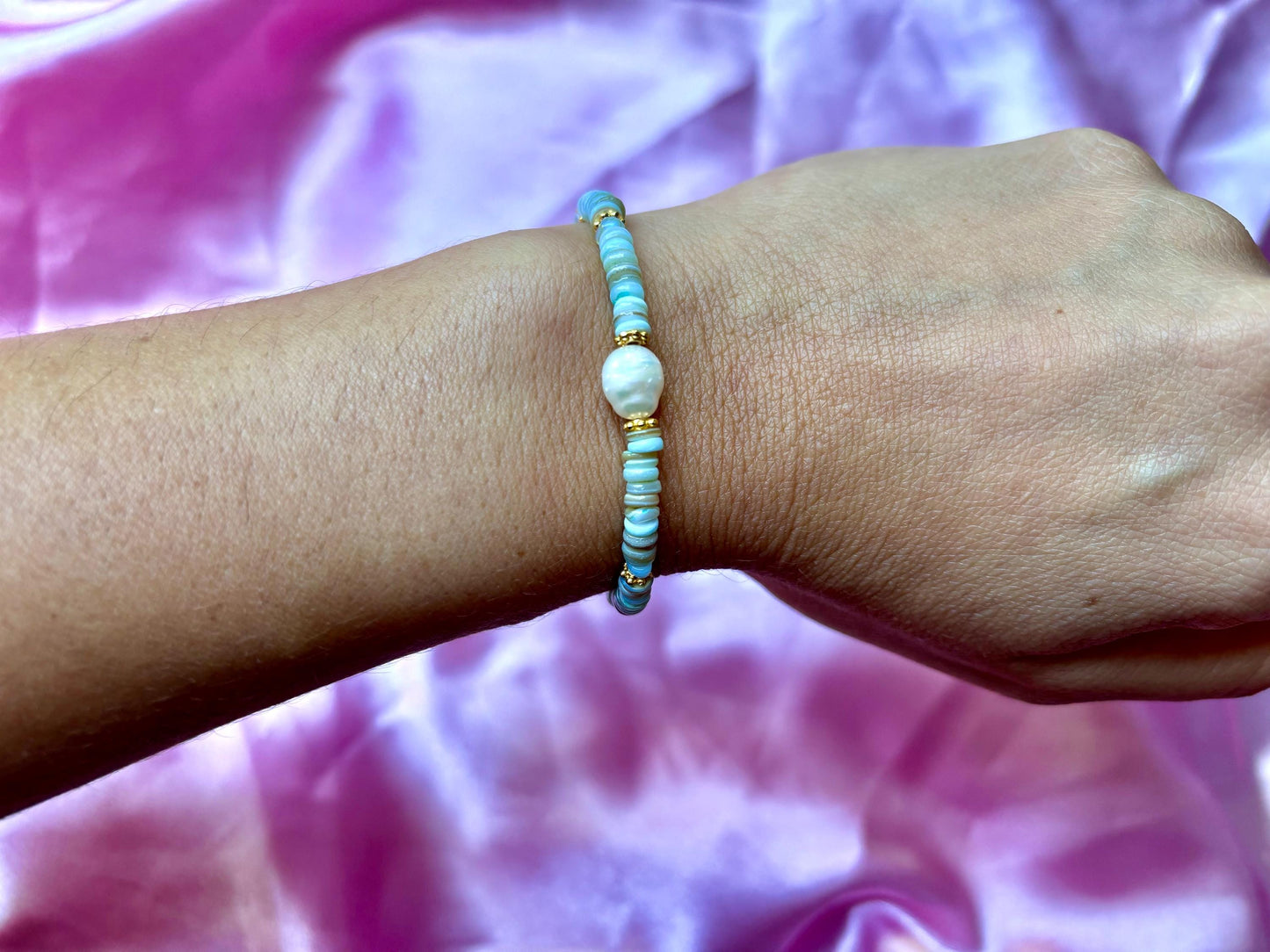 Amazonite Genuine Natural Freshwater White Pearl Bracelet, Birthday Gift for Her Girlfriend - Grandma Gift Gold Bracelet Crystal Healing