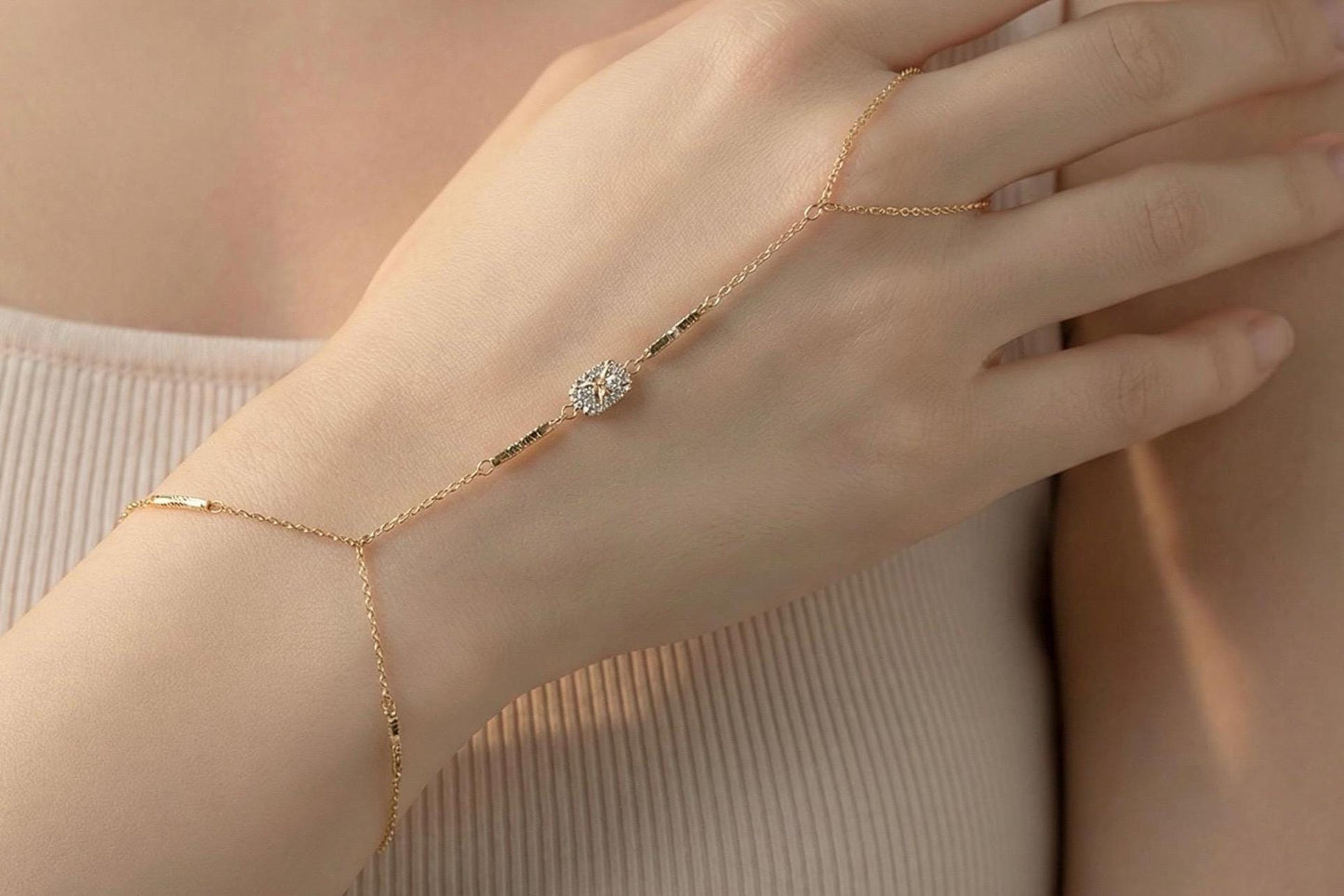 Star Hand Chain Bracelet – Adjustable North Star Ring | Celestial Minimalist Jewelry