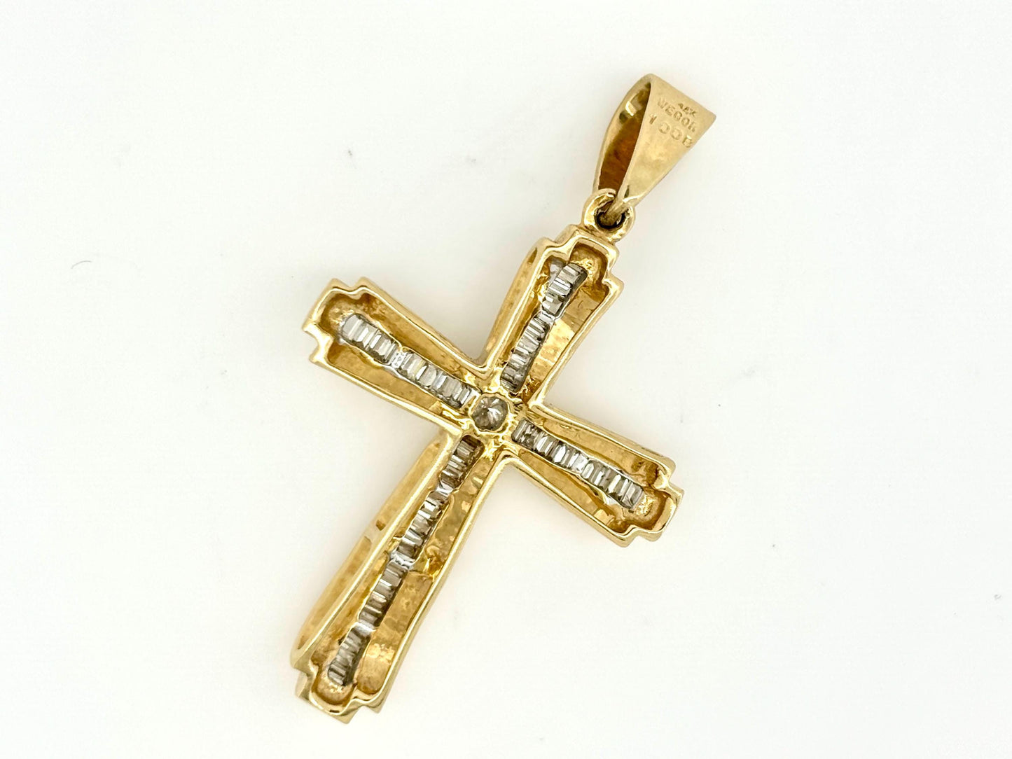 14K Solid Yellow Gold Cross Necklace Jesus Christ Pendant Diamond Cross Christian Gift for her Chritian Gift for Wife Christmas Gift