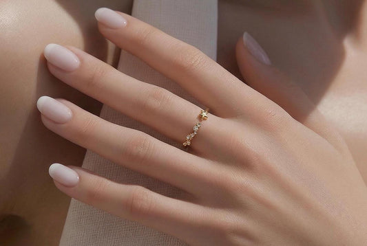 Star Ring – Adjustable Gold Plated Ring with Cubic Zirconia | Stackable Jewelry