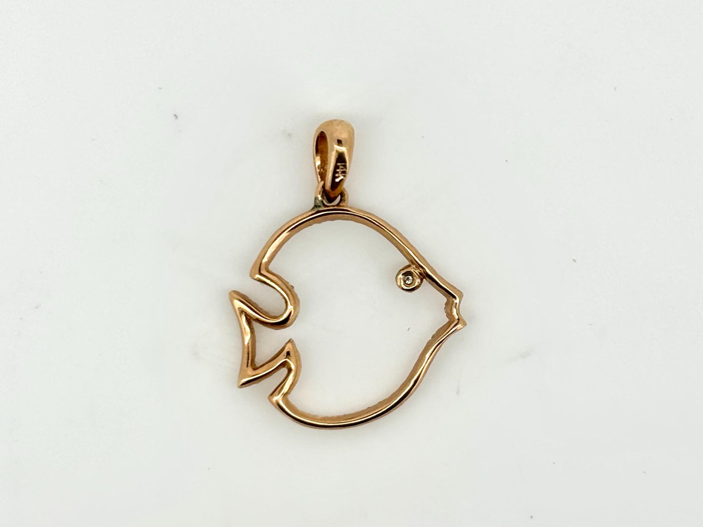14K Rose Gold Fish Pendant, Fish Necklace Diamond Necklace Diamond Pendant Birthday Gift For Her For mom Anniversary Gift Christmas Gift