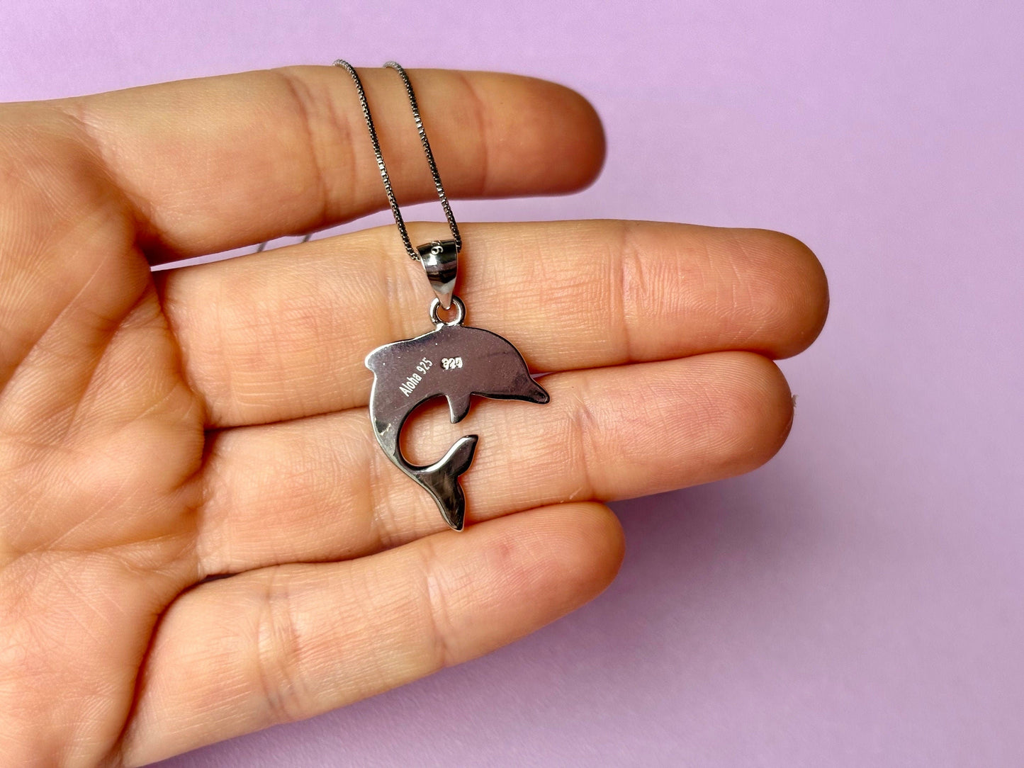 Hawaiian Dolphin Necklace 925 Sterling Silver Waterproof with Blue Opal and CZ, Sealife Birthday Gift for Her Gift for Mom, Girlfriend