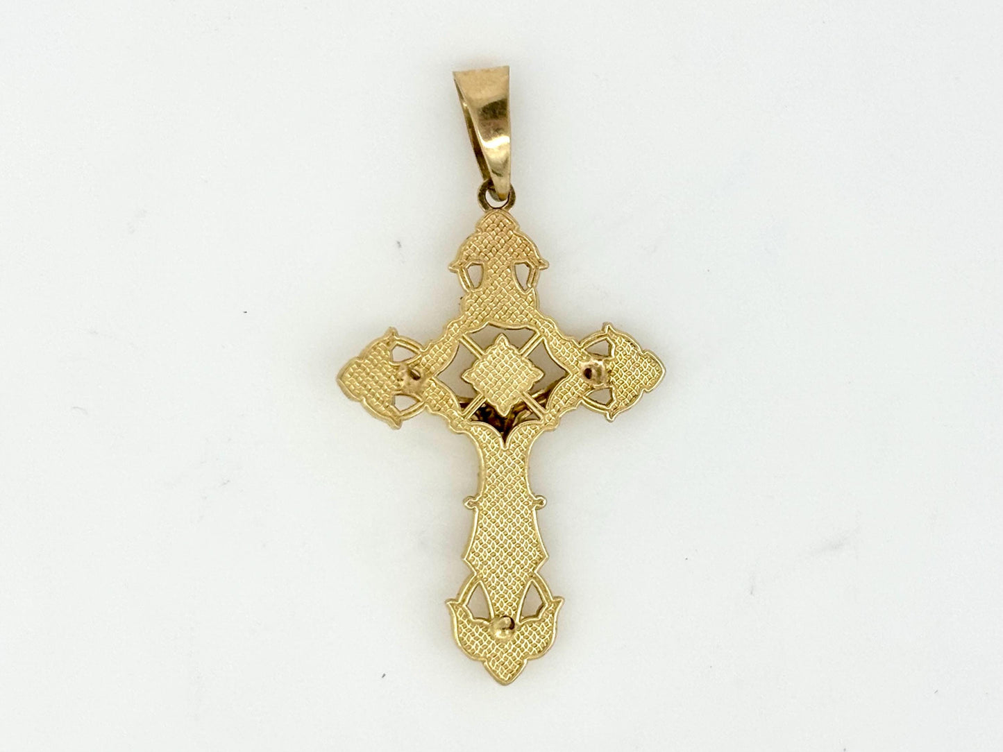 14K Solid Yellow Gold Cross Necklace Jesus Christ Pendant Giant Elegant Christian Gift for her Chritian Gift for Wife Christmas Gift