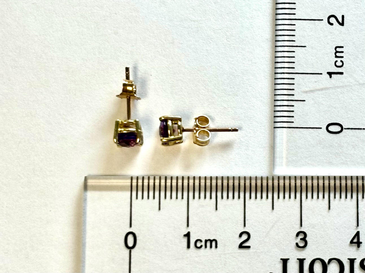 14k  Gold Round Amethyst Earrings, February Birthstone, Amethyst Stud, Birthday Gift For Her, For Mom, Anniversary Gift, Calming Jewel