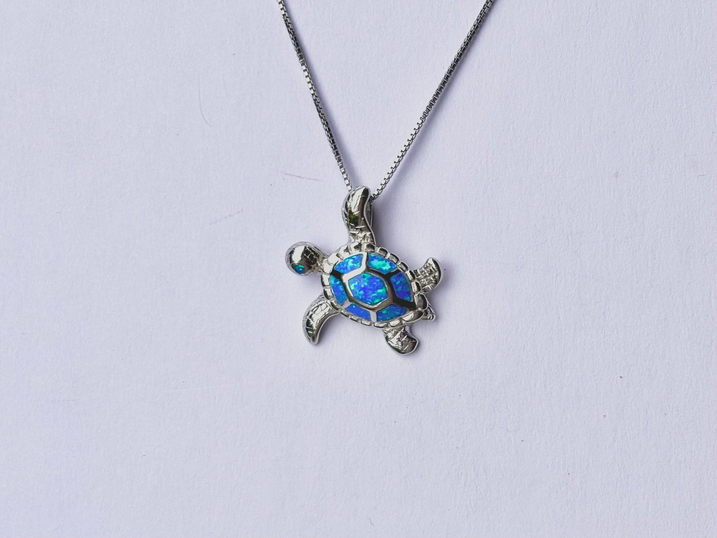 Blue Opal Turtle Necklace