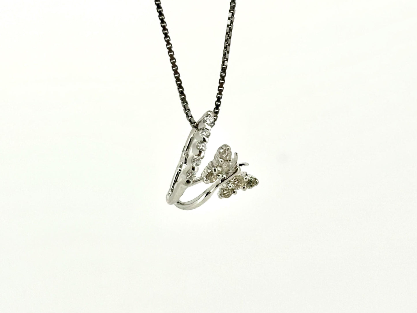 14k White Gold Diamond Butterfly Pendant, Butterfly Necklace Diamond Necklace Diamond Pendant Birthday Gift For Her For mom Anniversary Gift