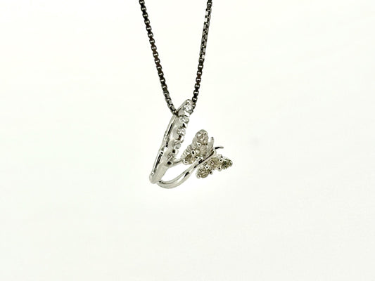 14k White Gold Diamond Butterfly Pendant, Butterfly Necklace Diamond Necklace Diamond Pendant Birthday Gift For Her For mom Anniversary Gift