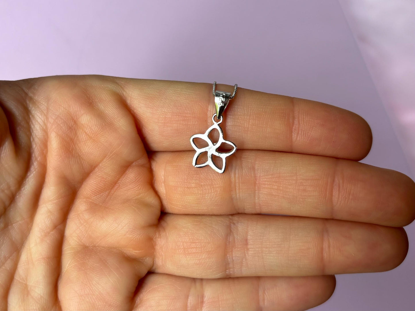 Hawaiian Plumeria Flower Necklace with CZ Stone Flower Jewelry Gift for Her Birthday Gift for Wife, Mom, Girlfriend Sterling Silver