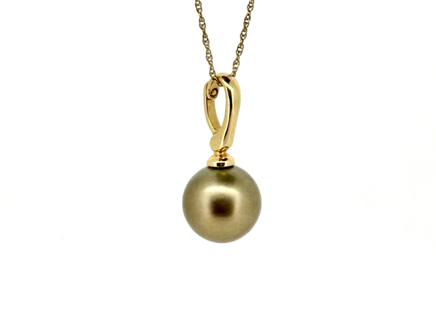 Genuine Natural Tahitian Pearl Necklace Pearl Pendant with 14K Gold Enhancer Black Pearl Necklace Birthday Gift for Her Gift for Mom