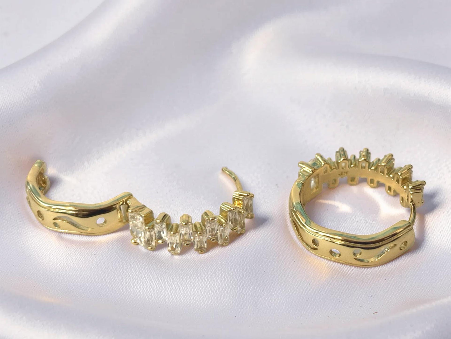 Dainty Hoop Earrings – 14K Gold Plated Cubic Zirconia Sparkling Hoops Gift