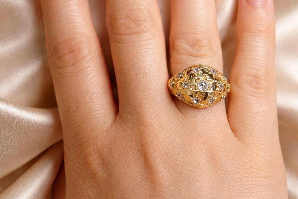 Star Ring – Adjustable Gold Plated Ring With Cubic Zirconia | Celestial Jewelry Gift