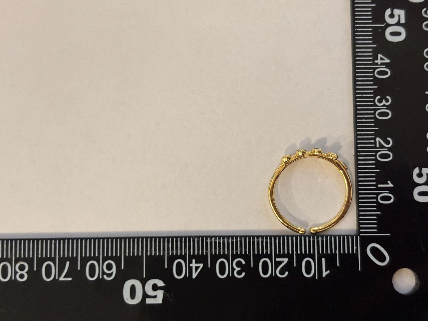 14K Gold Plated Ring – Adjustable Stainless Steel Ivy Band with Cubic Zirconia Sparkle