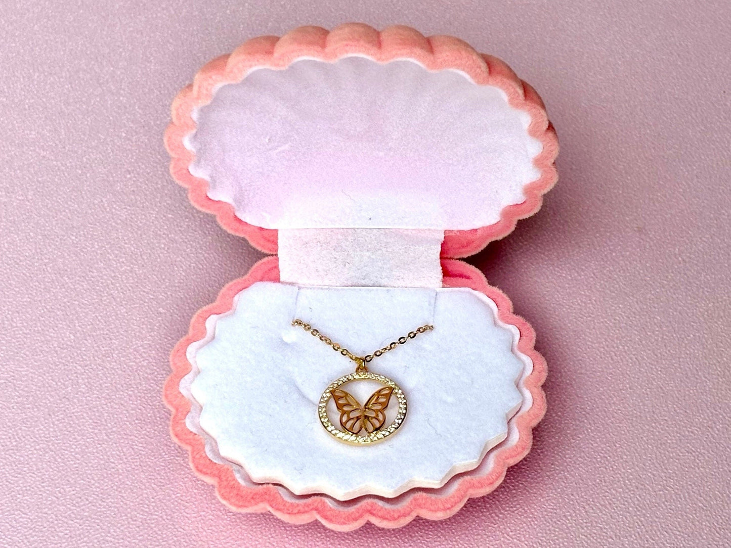 Adorable Butterfly Necklace 14K Gold Plated 925 Sterling Silver CZ Stone Tarnish Free with chain Gift for Her Dainty Necklace for Mom