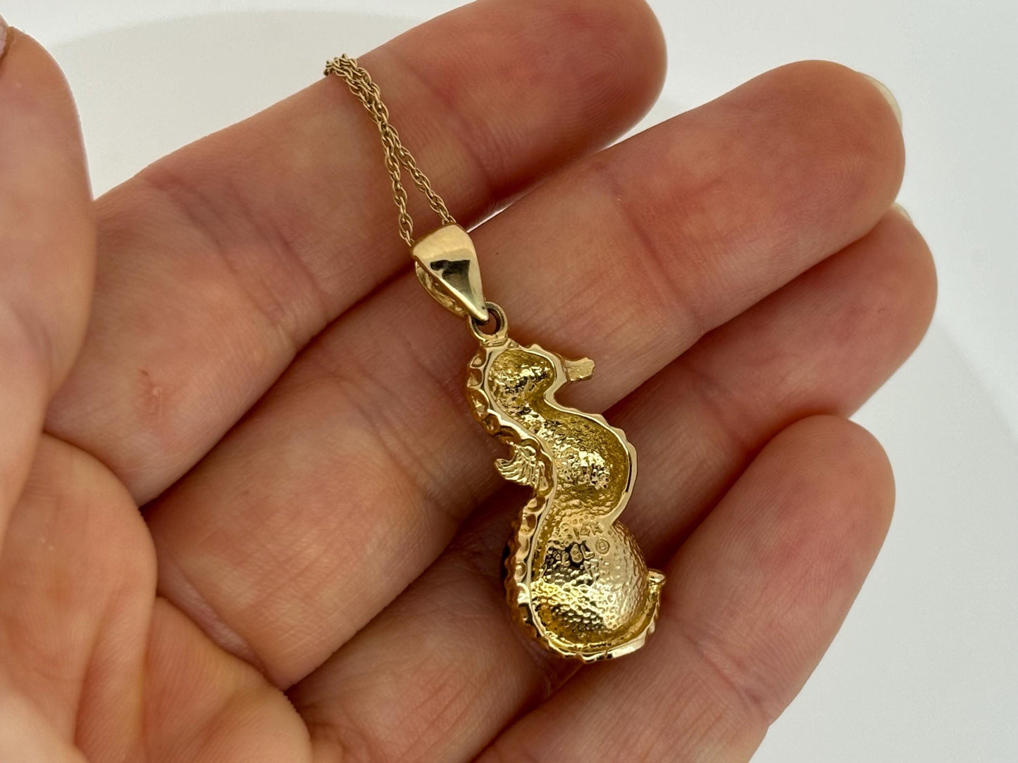 14K Solid Gold Tahitian Pearl Necklace Seahorse Pendant Black Pearl Pendant Seahorse Necklace Birthday Gift For Her Gold Pendant