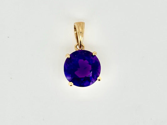 14K Solid Gold Amethyst Necklace Dainty Purple Amethyst Pendant February Birthstone, Minimalist Charm Fine Jewelry Gift for Her Gift for Mom