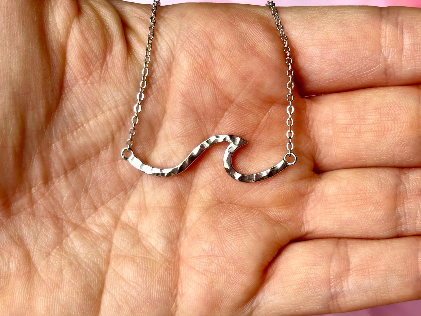 Hawaiian Wave Necklace 925 Sterling Silver Tarnish Free Gift for Her, Oceanlover, Surfer Beach Jewelry Shinny Necklace Gift for Girlfriend